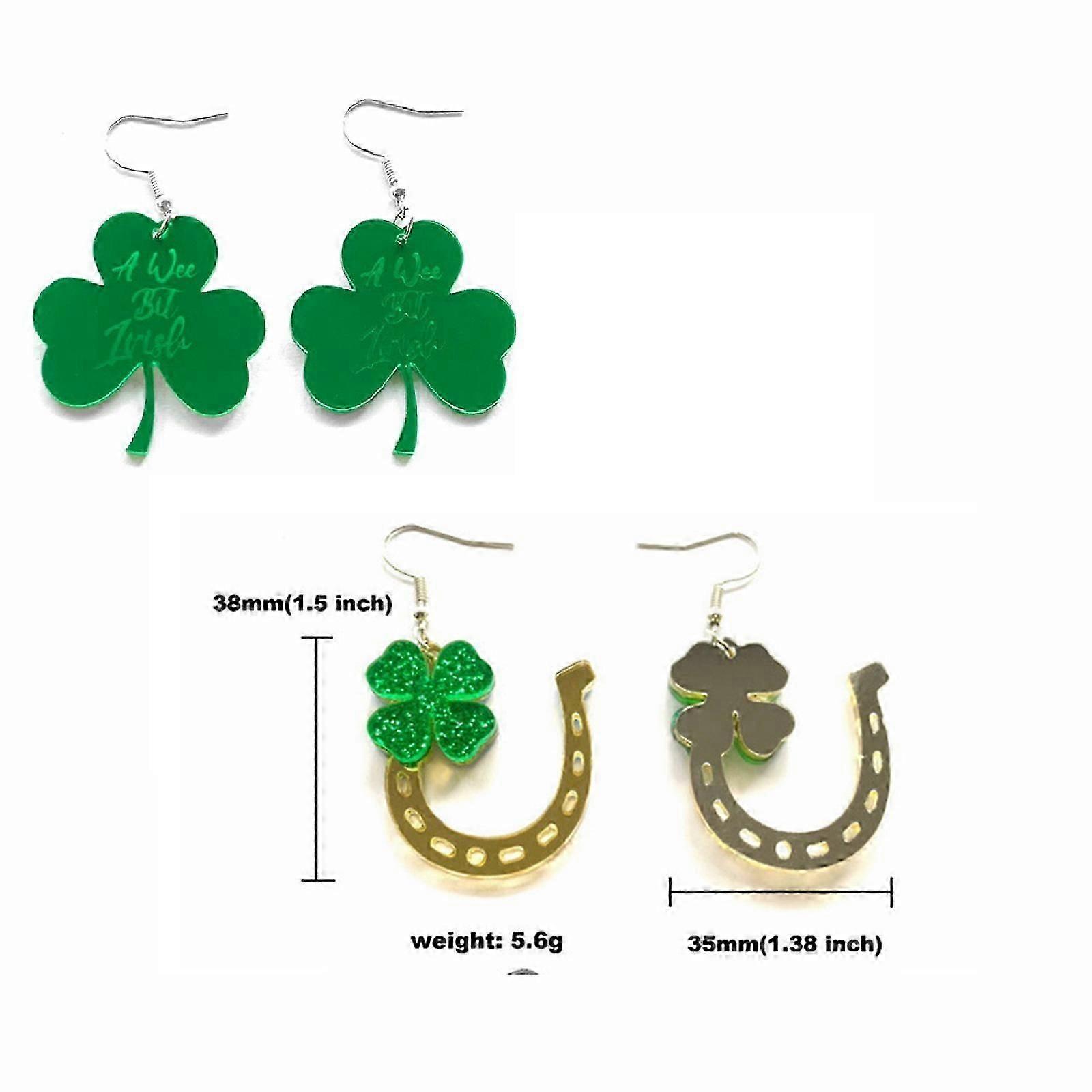 聖パトリックの日のイヤリンググリーンシャムロックイヤリングアイルランドのアクリルクローバーのイヤリング女性のための女の子のジュエリーアクセサリーギフト