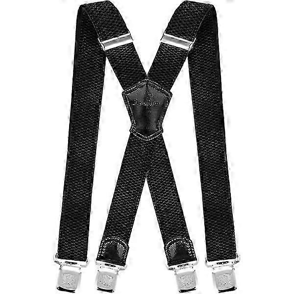 非常に強力な金属クリップ付きブレース 幅4cmのヘビーデューティーブレース ワンサイズ すべての男性と女性にフィット 調整可能で伸縮性のあるX字型(ブラック)