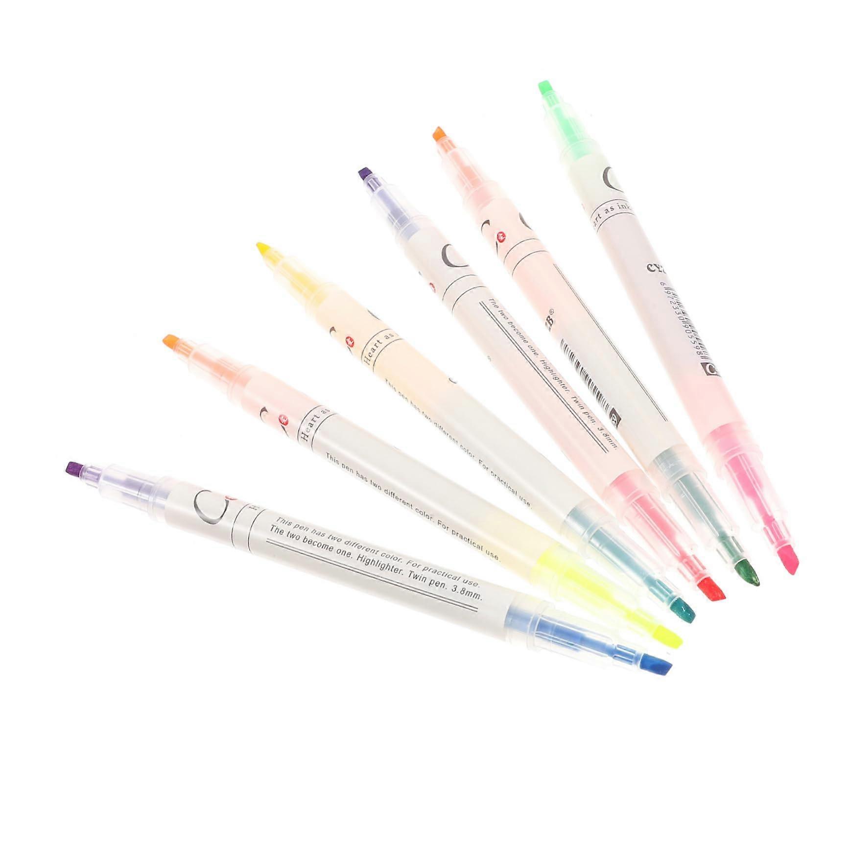 Pastel Highlighters 6-Piece Compact Markers For Notes Journaling Scrapbooking Vibrant Portable No-Leak