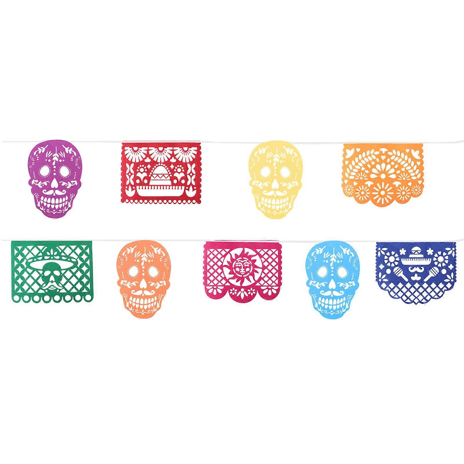 Day of the Dead Decoration Mexican Style Banner Assorted Color 41.5x32cm Photo Backdrops Home Owners 1 Set