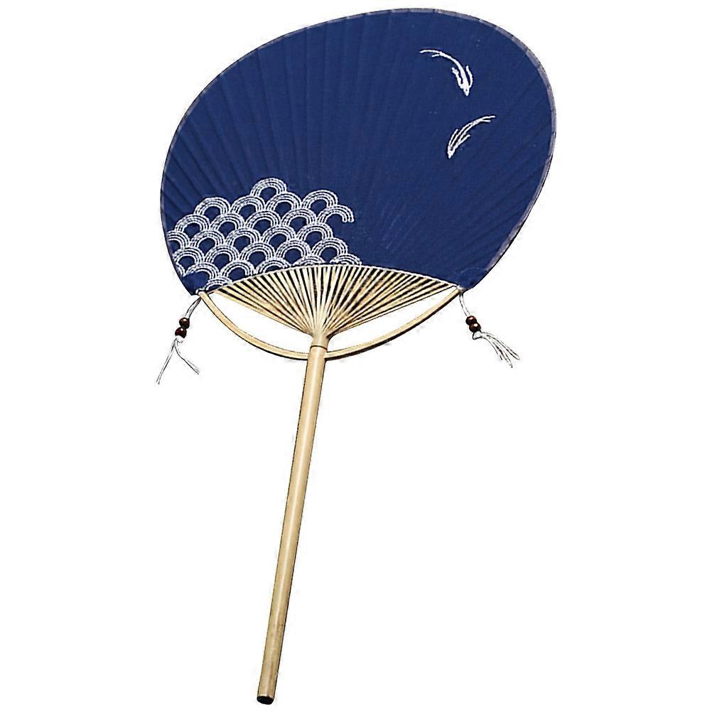 Japanese Bamboo Hand Fan Traditional Circular Design with Embroidery Decorative Retro Paddle Fan for Dance Home Decor Summer Accessory