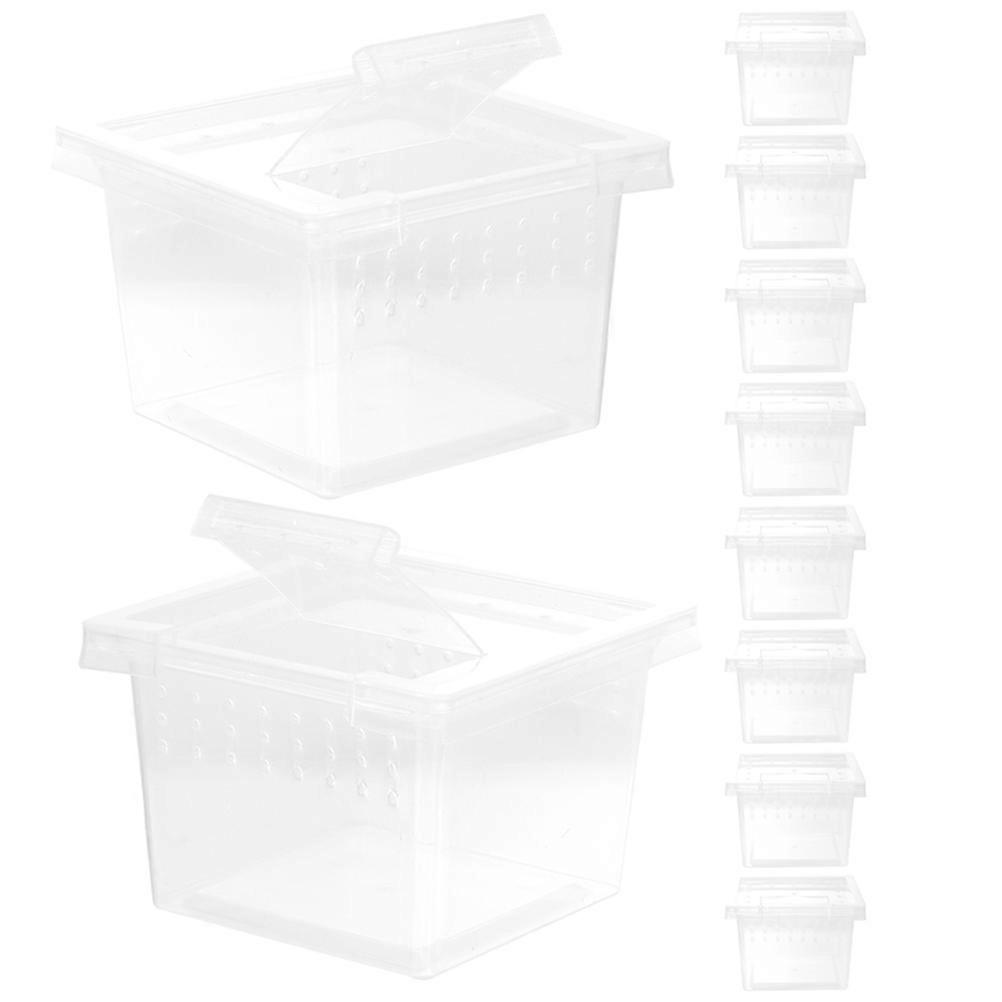 Plastic Snake Breeding Container Reptile Feeding Box For Clear 7.00X7.00X4.50CM Ventilation 10Pcs