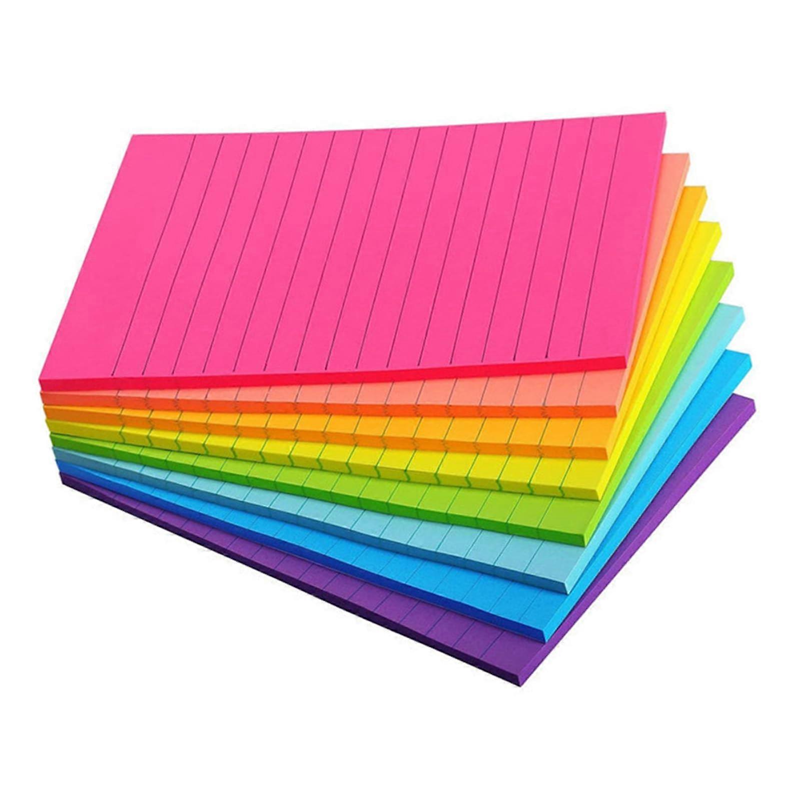 Ruled Notepads Strong Adhesive 100mm x 150mm 45 Pads in 6 Bright Colours for Reminders, To Do Lists and Office Supplies