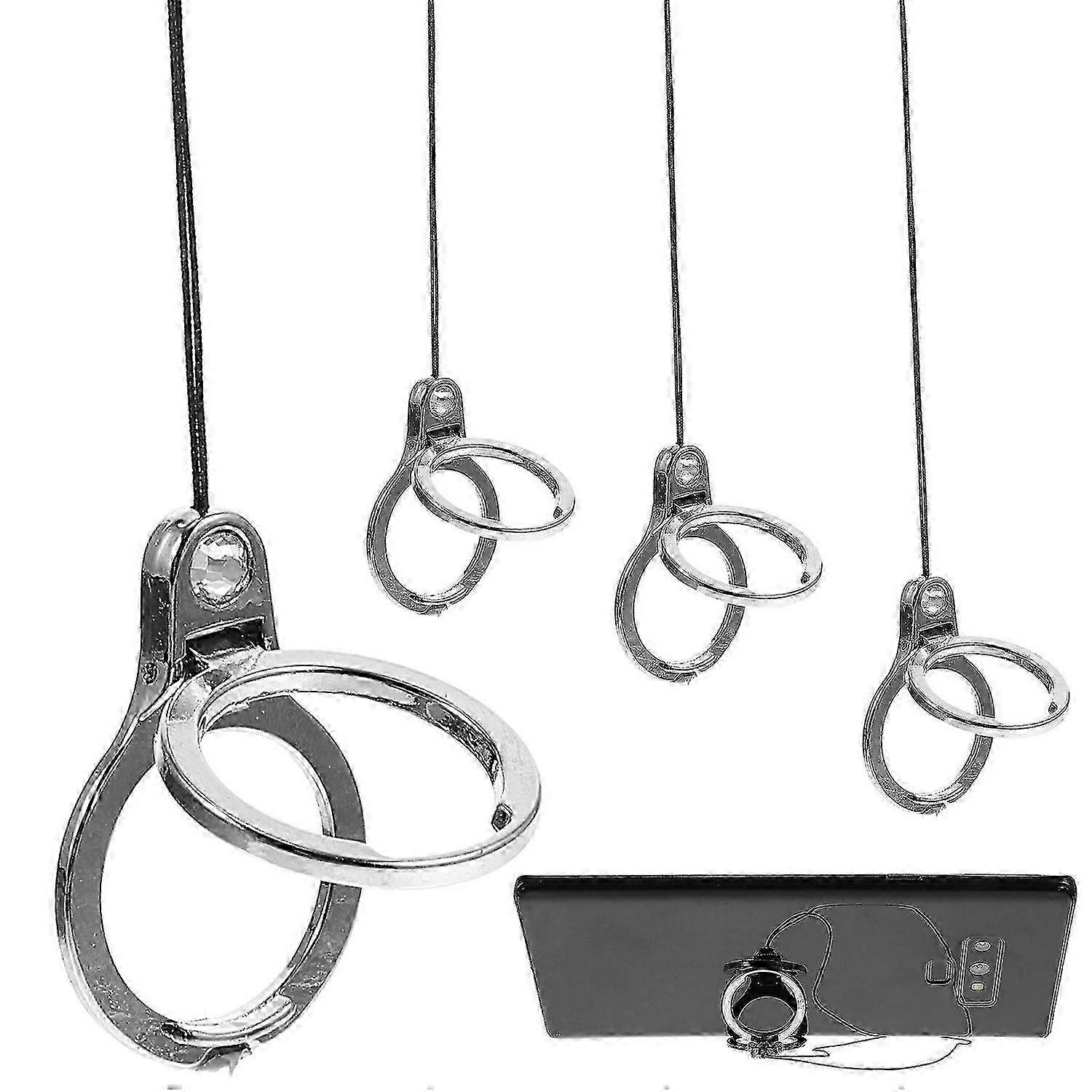 4 Pcs Smart Anti-Lost Phone Rope & Foldable Cell Phone Stand - Adjustable Desk Holder for Mobile Devices