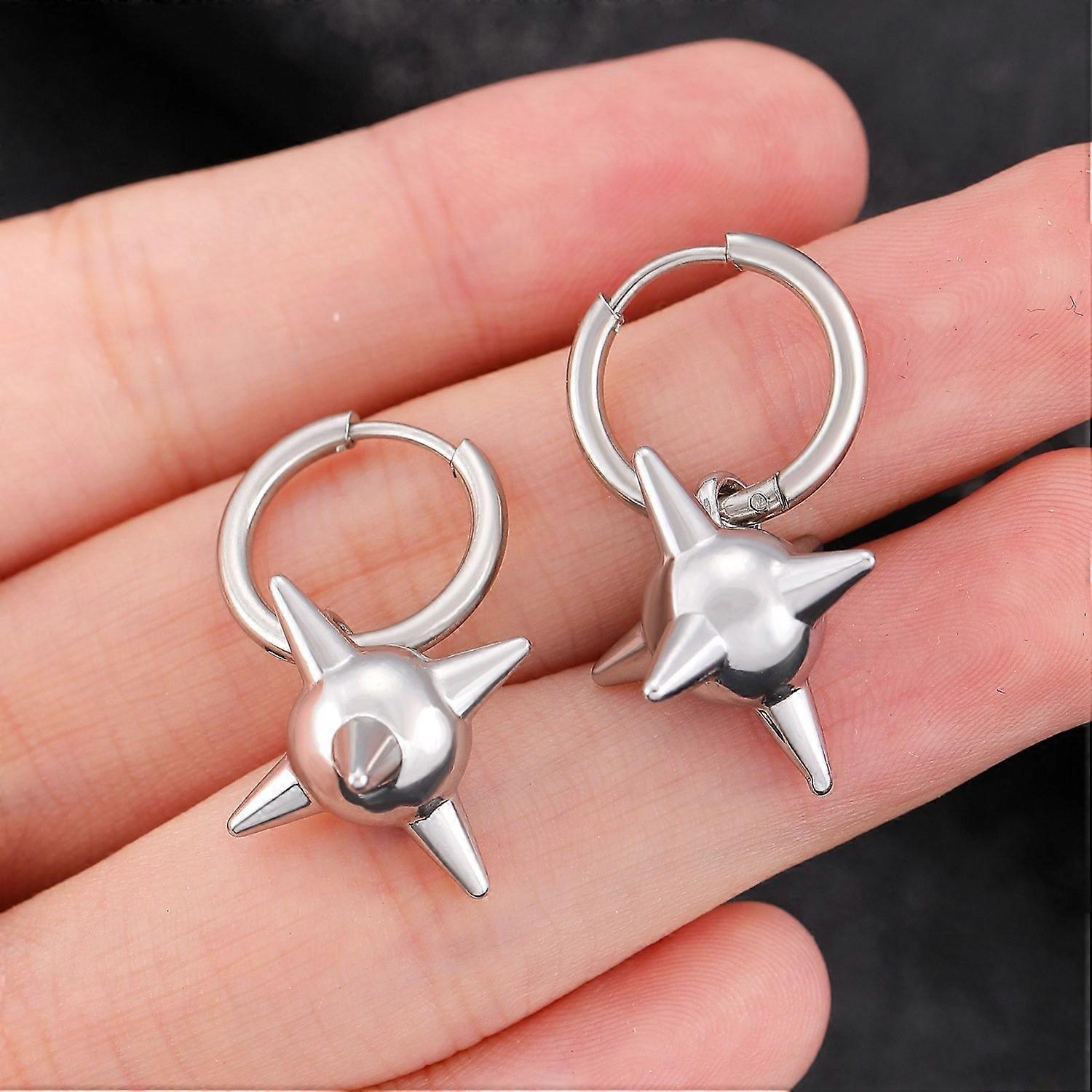 Gothic Dagger Earrings Punk Rose Thorn Rivet Chain