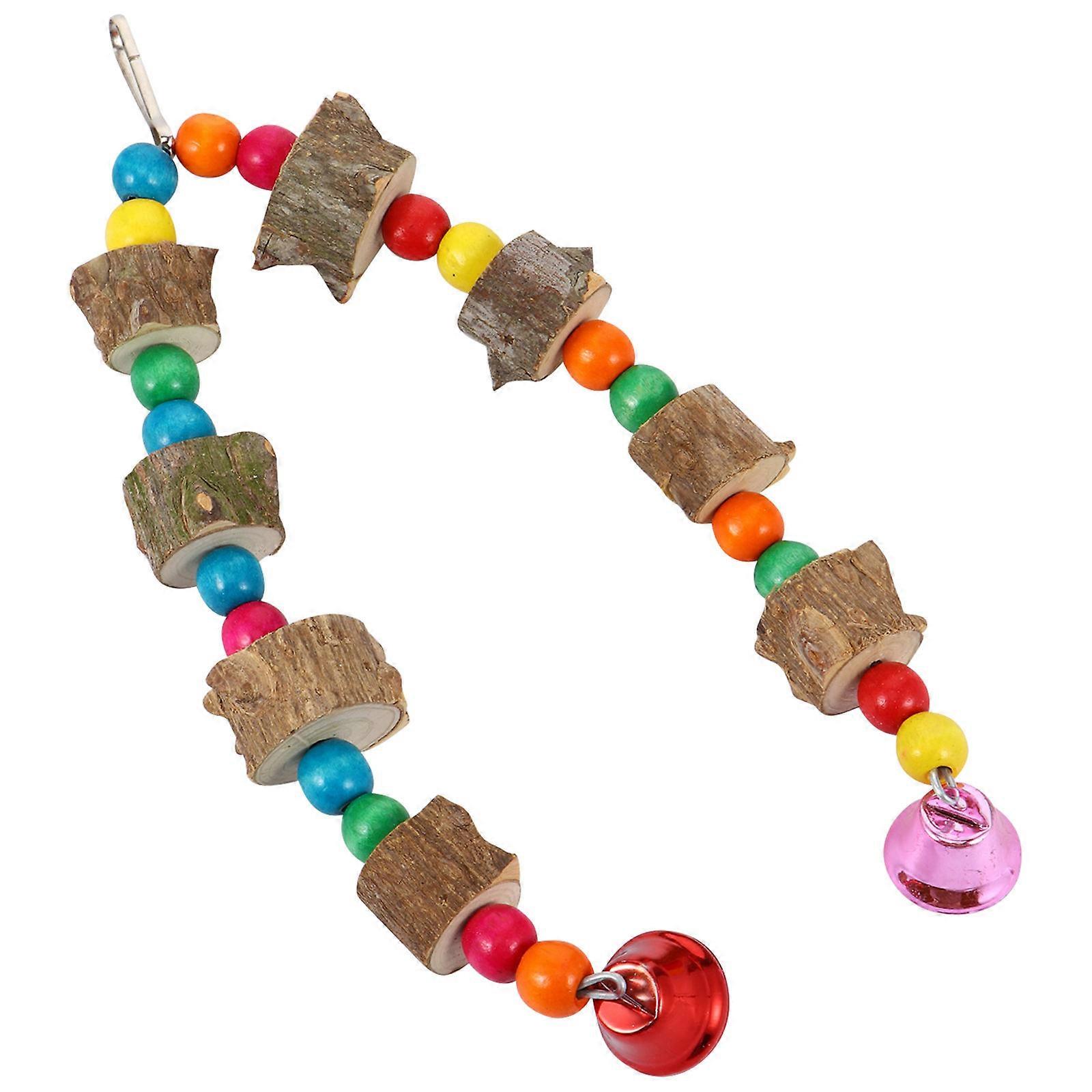 Colorful Hanging Bird Toy with Bells for Small and Large Birds Made of Plastic and Composite