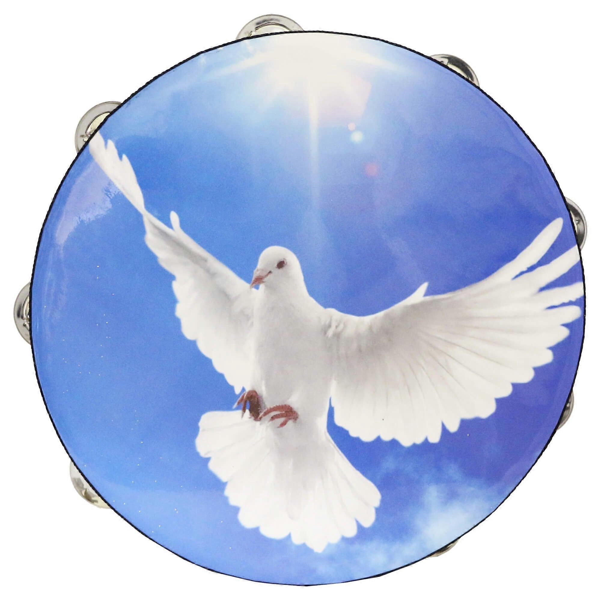 10' Worship Dove Double Row Bell Tambourine 10' blue/white
