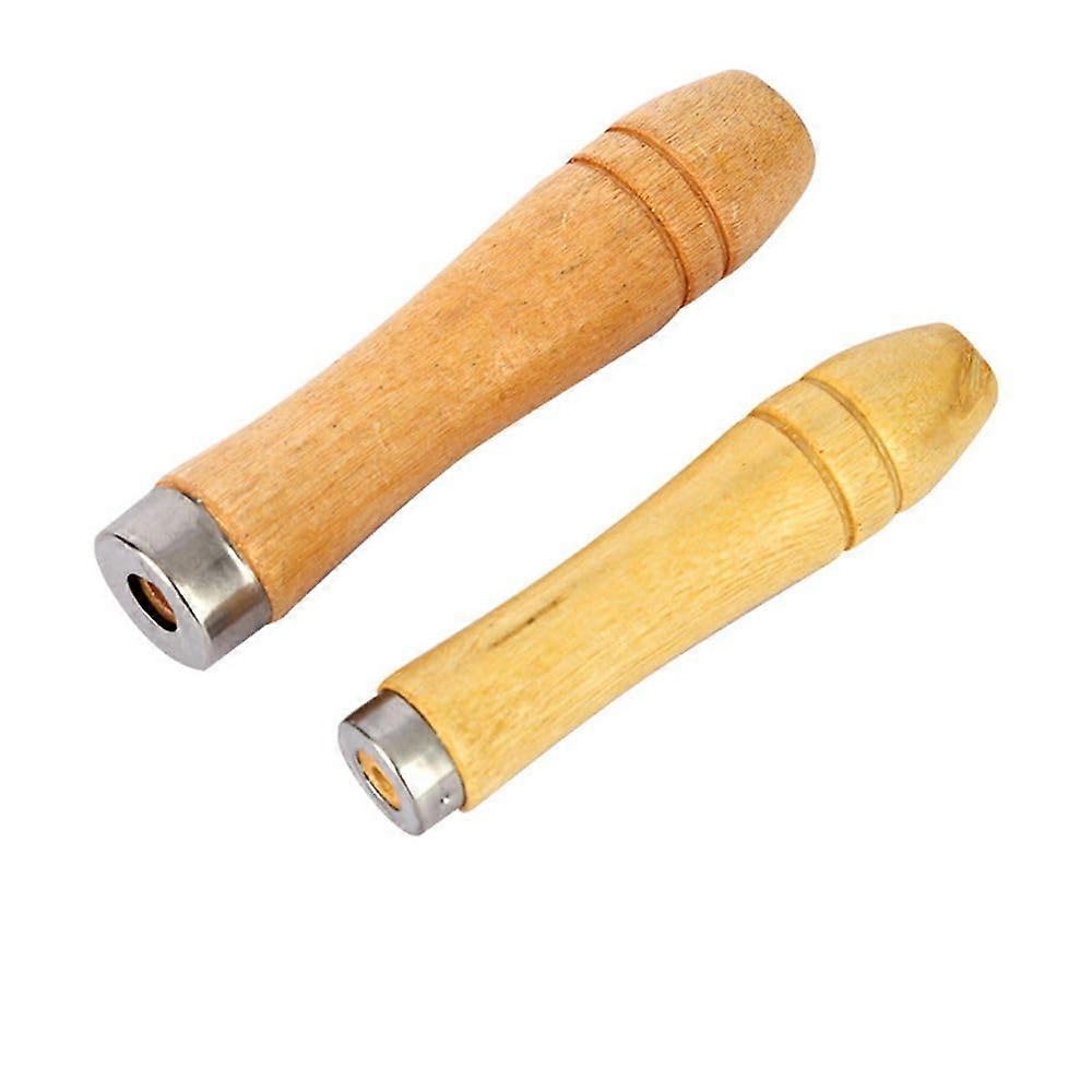 Wooden File Handle 10-Pack, 6 cm, Metal Safety Ring, Replacement Wooden Handle for File Tools, Style 3