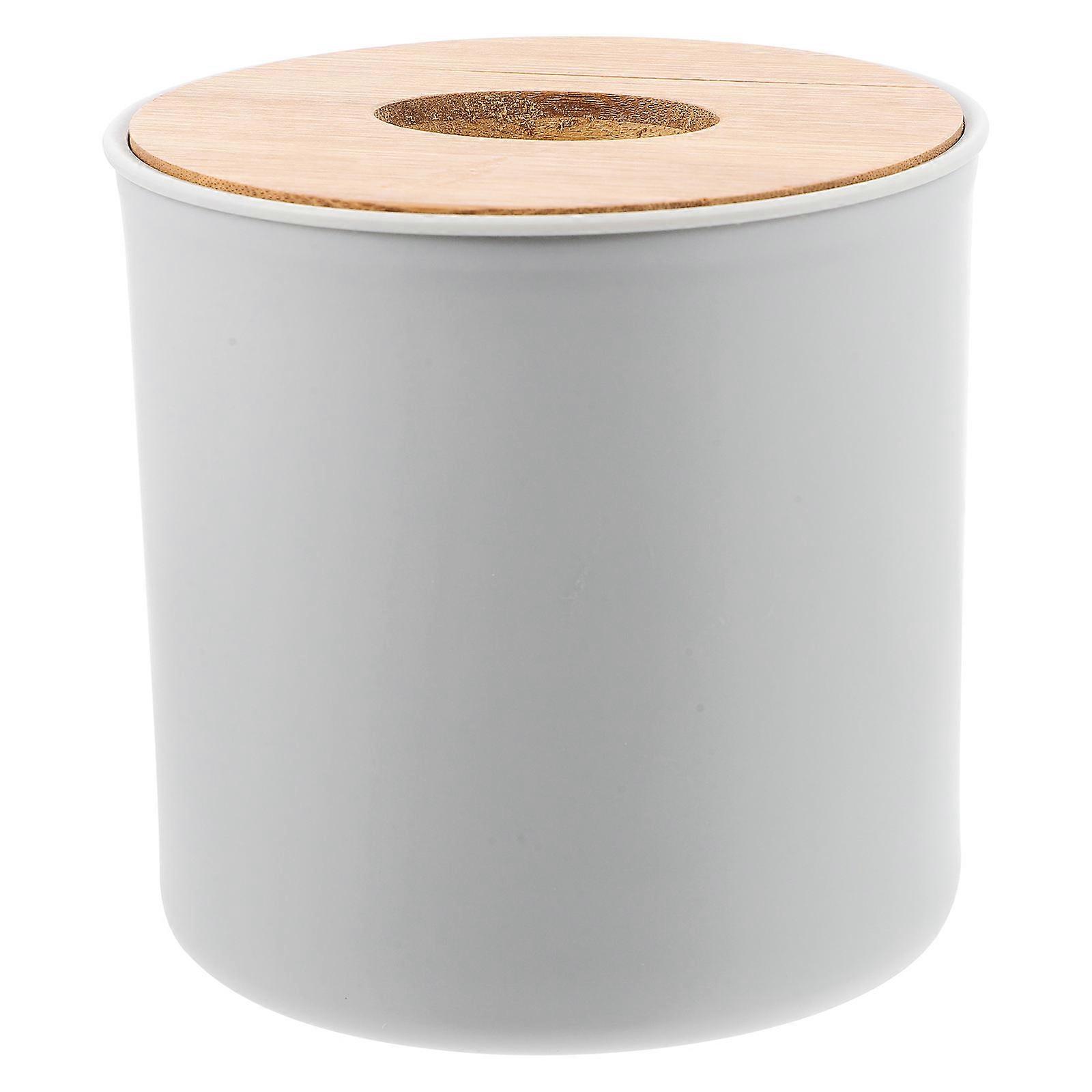 Modern Reusable Tissue Box Cover in Grey for Home Use Made of PP and Wood Perfect for Storing Tissues 7 inch