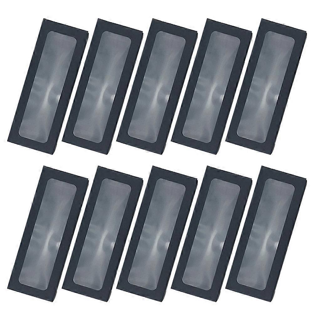 10PCS Clear PVC and Paper Black Baking Boxes for Packaging Desserts Swiss Roll Cake Cookies