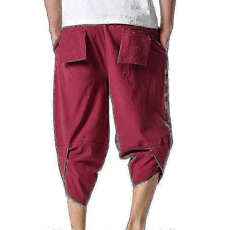 Men Drawstring Trousers Casual Yoga Bottoms Elastic Waist Loungewear