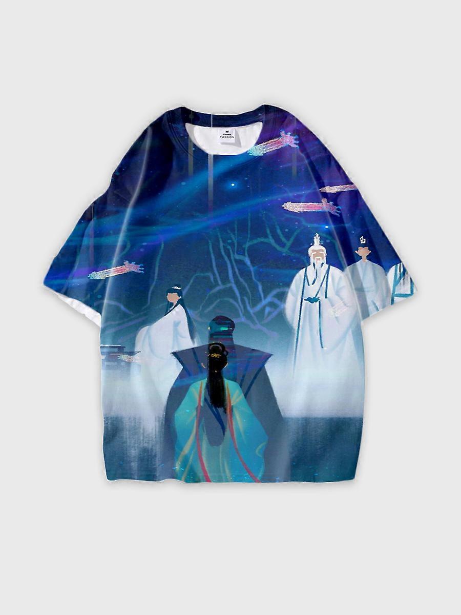 T-shirt round neck Pattern loose short sleeve P2797