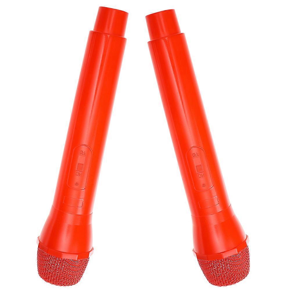 Simulation Microphone Toy 2Pcs Cylindrical Fake Microphone Prop For Party 24.00X5.50X5.50CM Interview Simulation