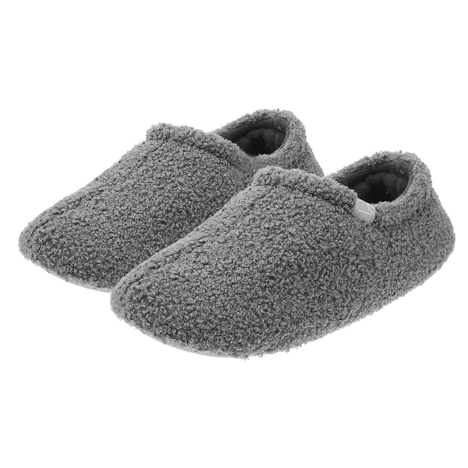 Furry Slippers Plush Loafers Men Indoor Use Warm Comfortable Grey Size 38-39 1 Pair