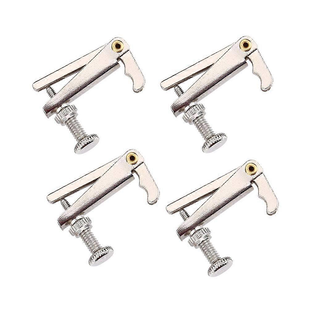 Pack of 4 Cello Fine Tuners, Silver Violin String Adjuster for 3/4 4/4 Violin (Silver)