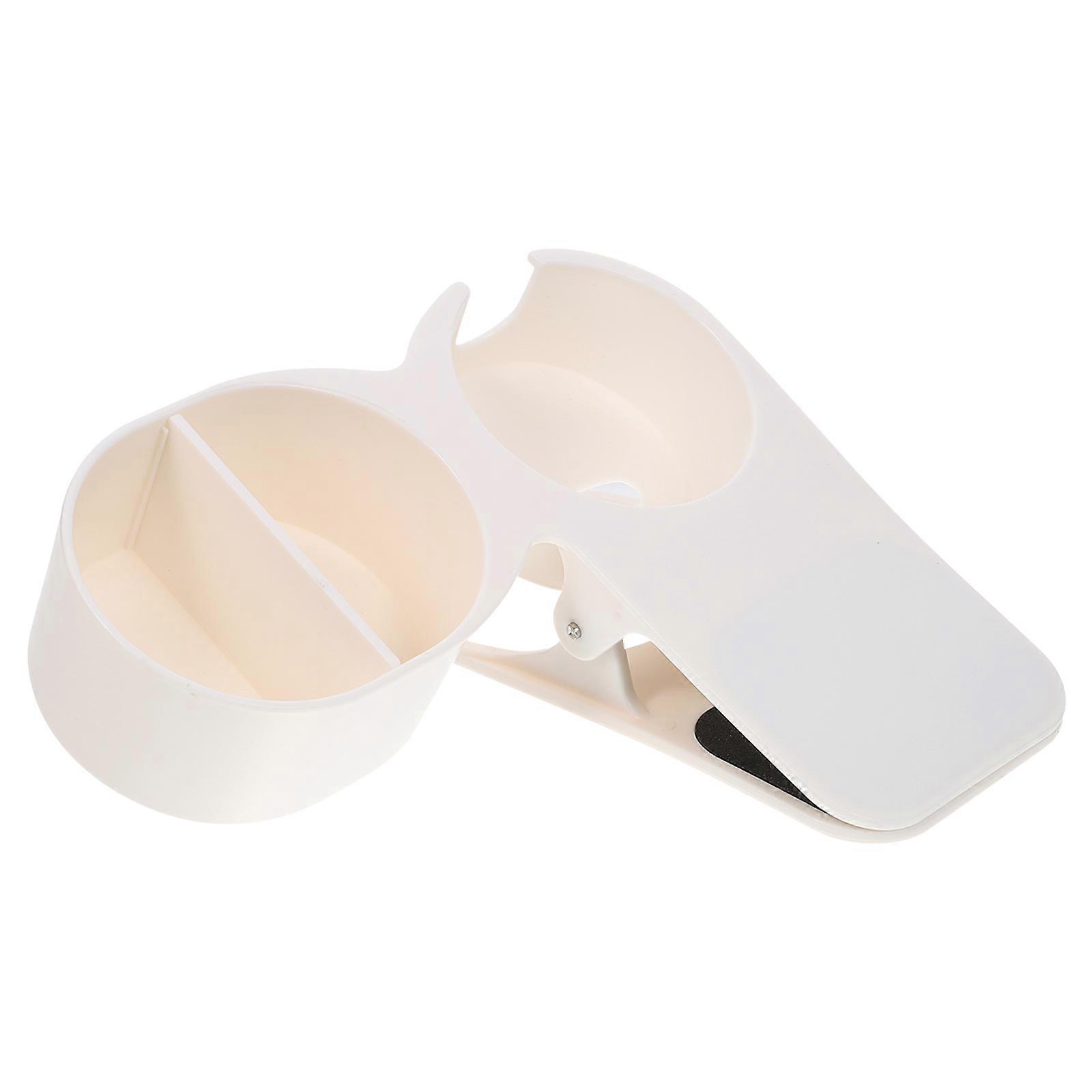 White ABS Cup Holder Clip for Desk Storage with USB Cable Slot, SpaceSaving and Versatile Design
