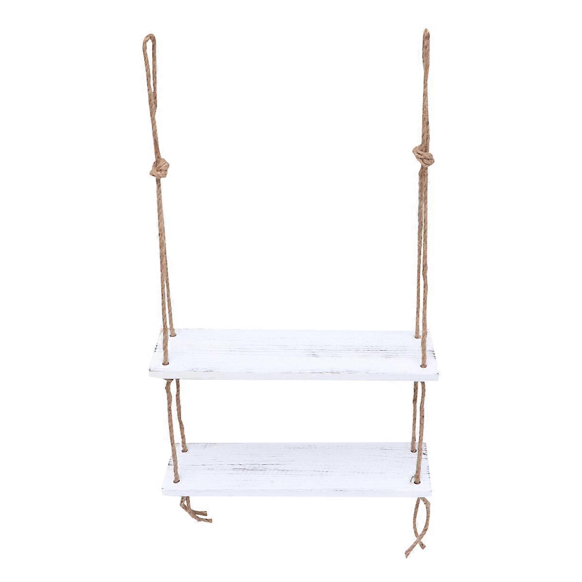 White Wooden Hanging Shelf for Displaying Ornaments and Flowerpots Easy to Mount Small Size