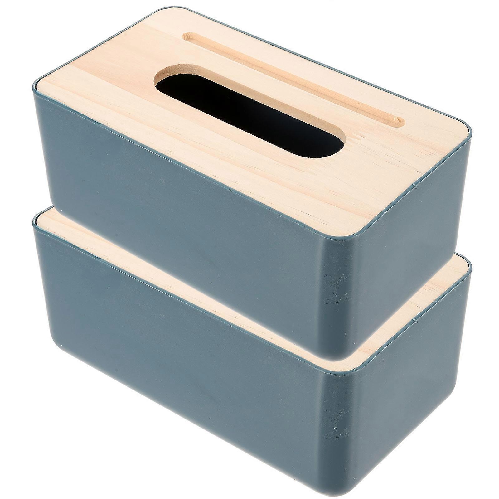 Elegant Dark Blue Tissue Box with Smooth Surface Made of Plastic for Home Use 7x5 Inches