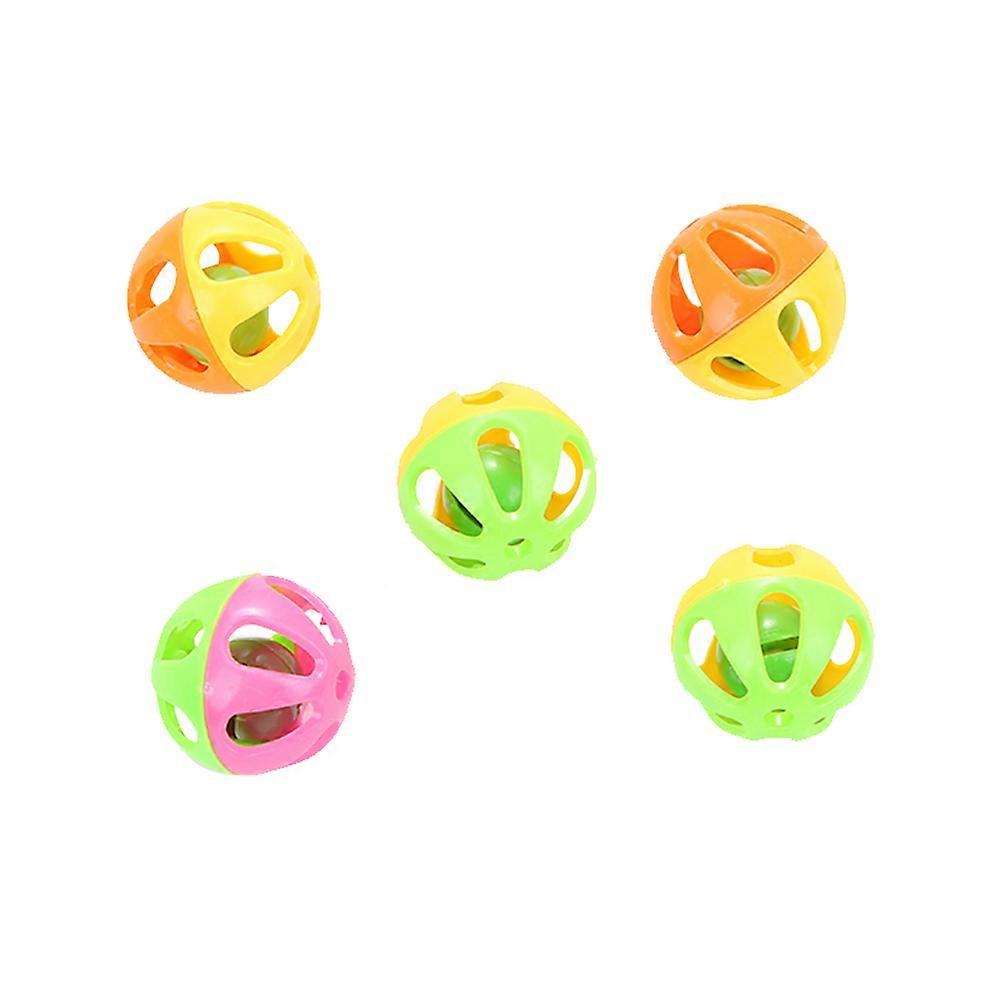 5pcs Interactive Cat Toy Balls with Bells Inside Plastic Hollow Balls (Assorted Colors)