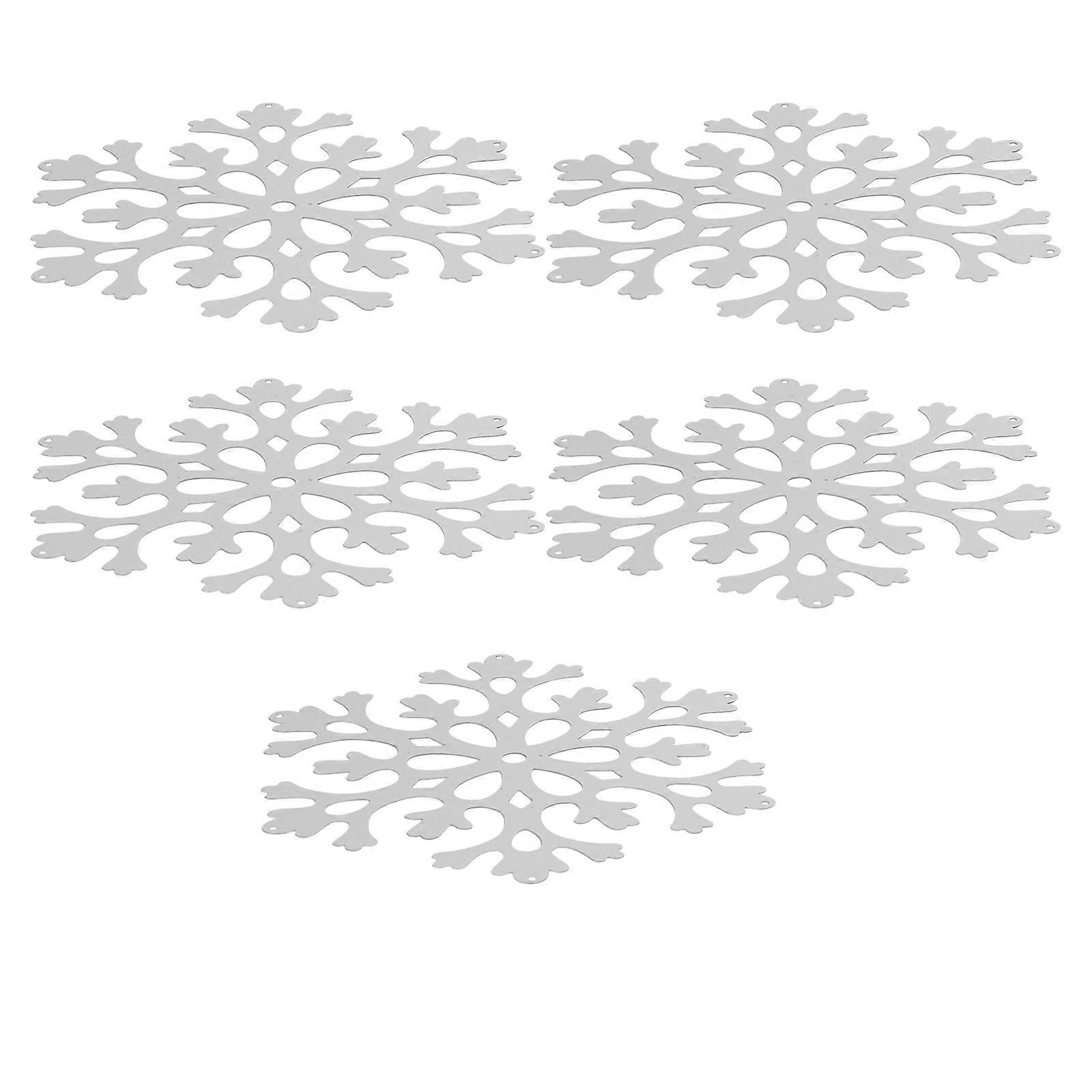 금속 눈송이 장식 5Pcs 크리스마스 트리 장식 축제 실버 디자인 매력적인 매력