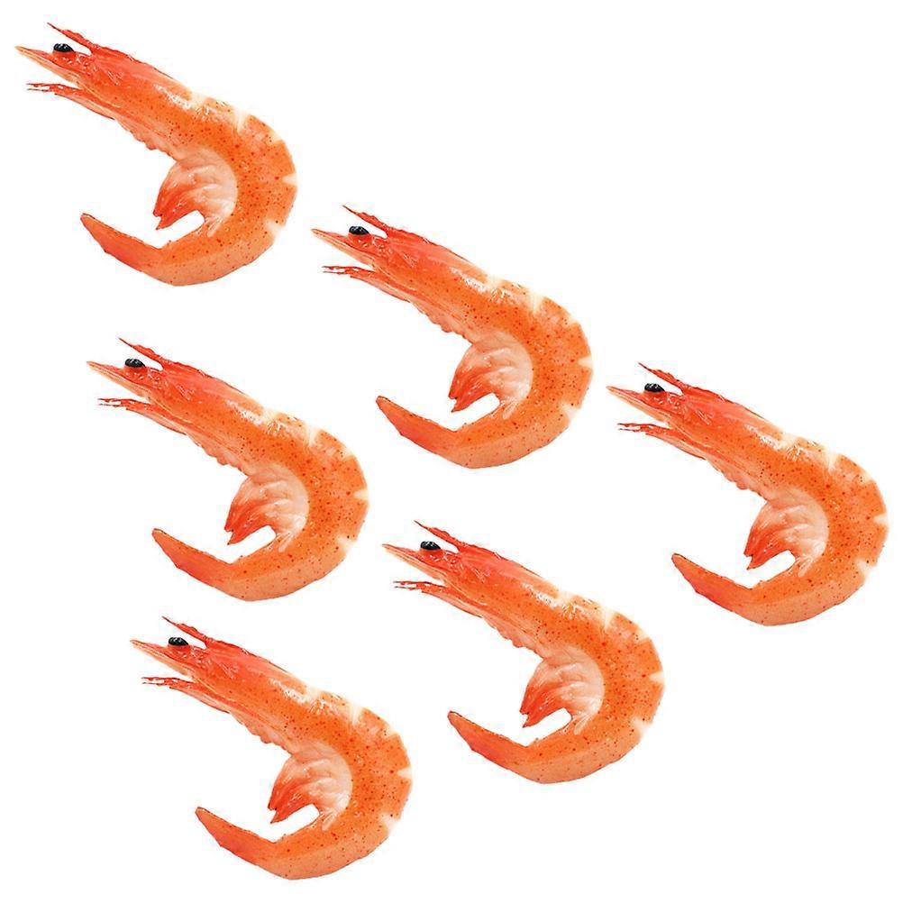 6PCS Realistic Shrimp Models, Artificial PVC Fake Food Props for Photography, Restaurant Display & Imaginative Play