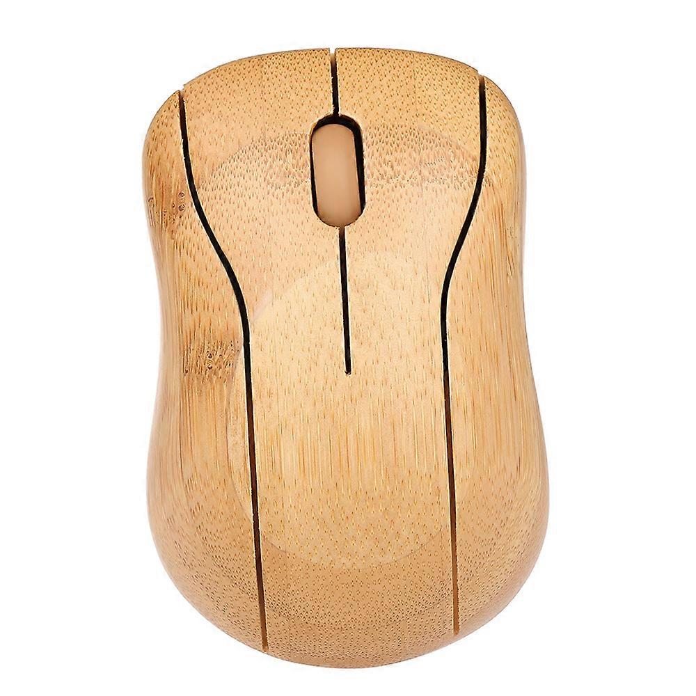 2.4G Wireless Optical Bamboo Mouse USB Receiver, 3 Adjustable DPI for Laptop Notebook PC, Ergonomic Computer Mouse Yellow