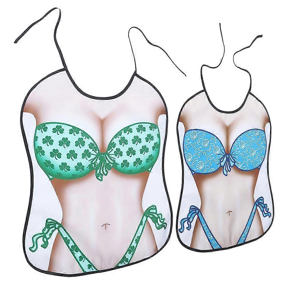 Creative Adult Bib Set 2Pcs Durable Funny Apron For Family Gathering Protective Assorted Color Design