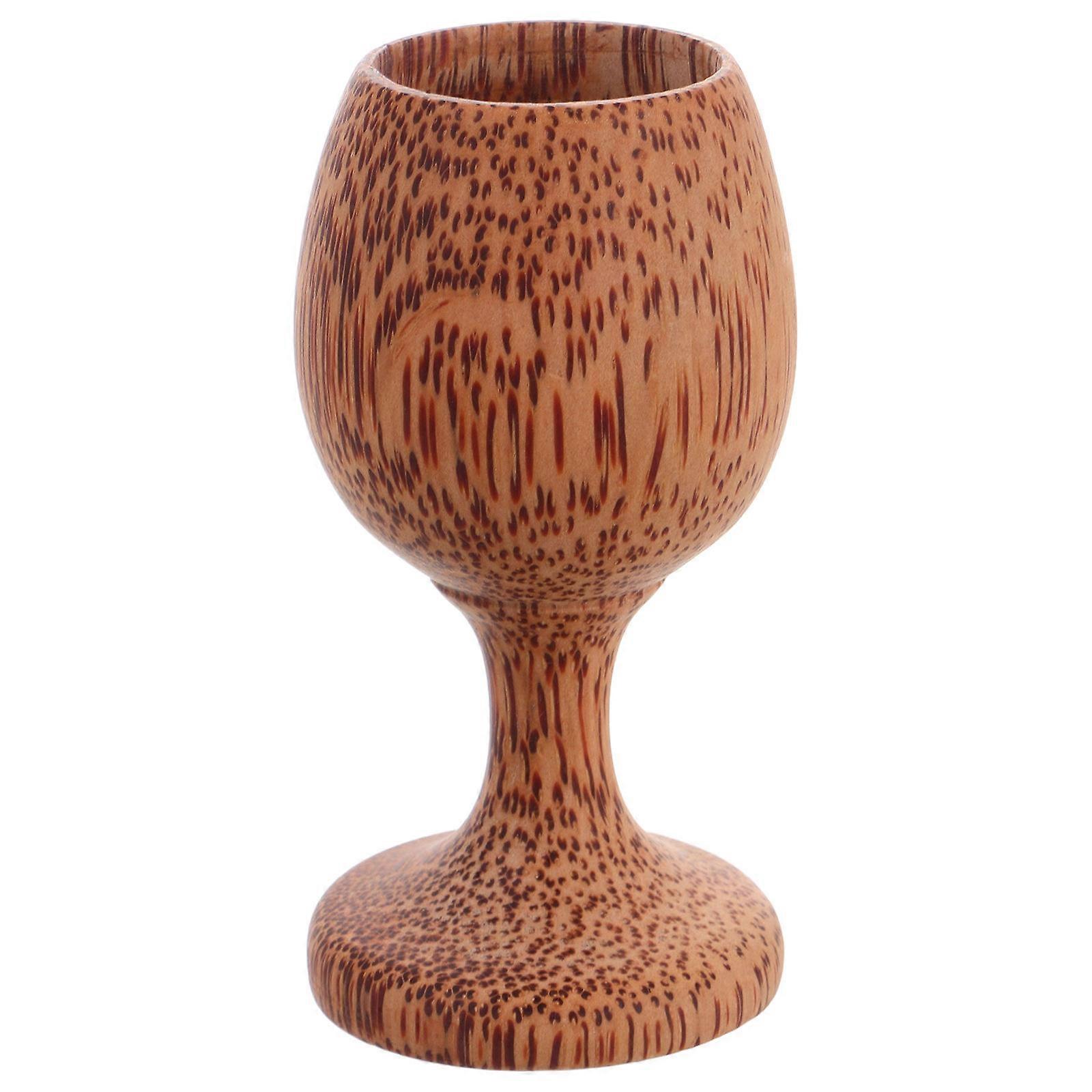 Elegant Wooden Wine Goblet with Round Stem Reusable Wooden Goblet for Water Camping Tea Cup Multi use Wine Mug