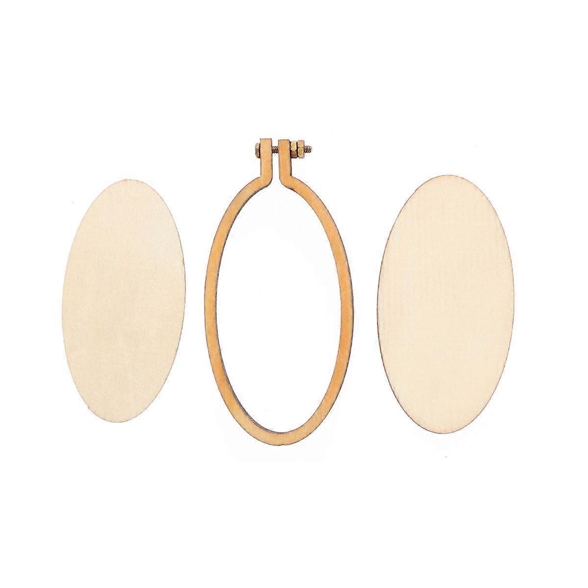 Wooden Oval Mini Embroidery Frame for Cross Stitch DIY Crafts – Smooth Natural Wood Hoop for Pendant, Bracelet & Decoration – Easy to Use for