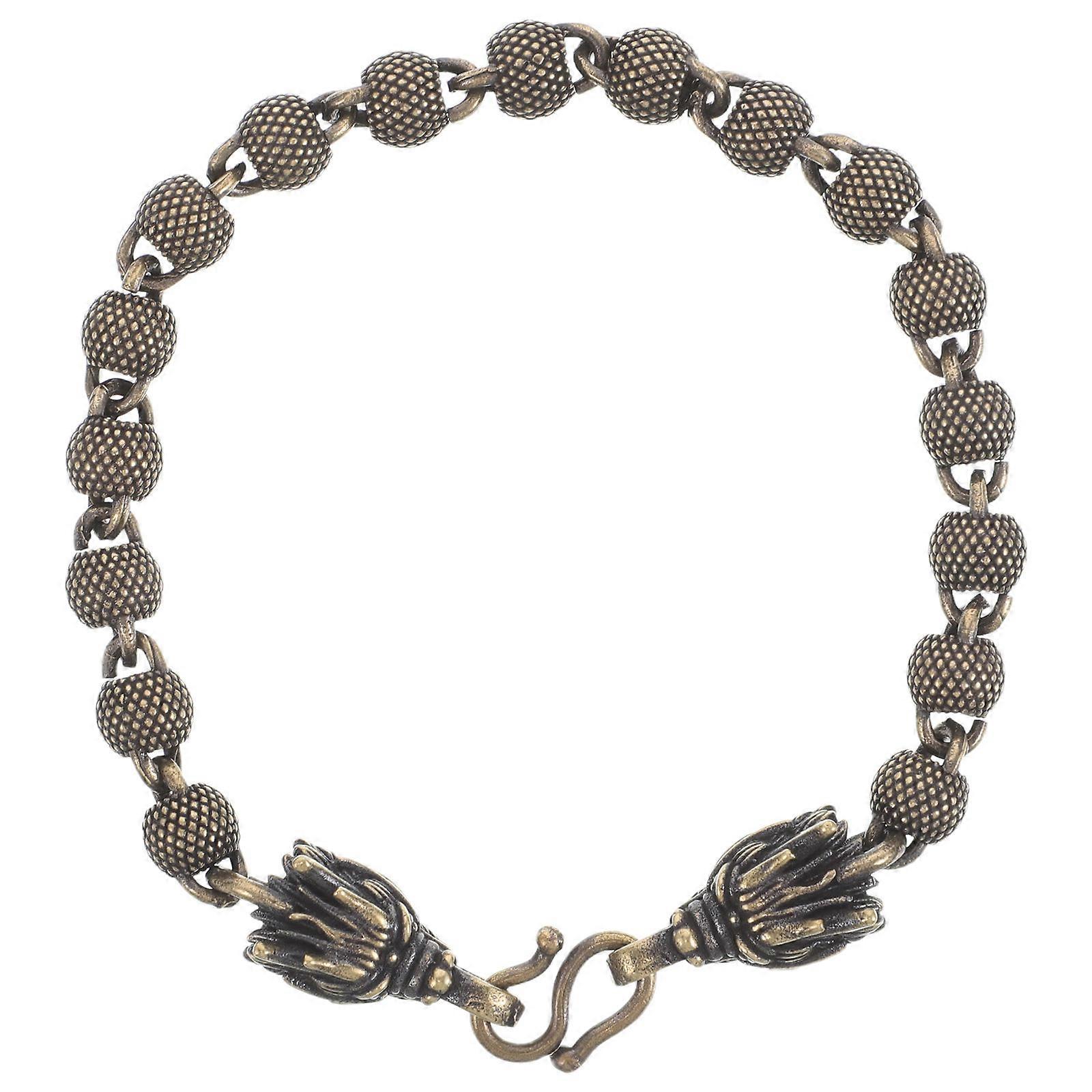 Dragon Bracelet Vintage Copper Bangle Unisex Handmade Retro Beaded Design with Dragon Head Detail Matte Finish Comfortable for Everyday Wear