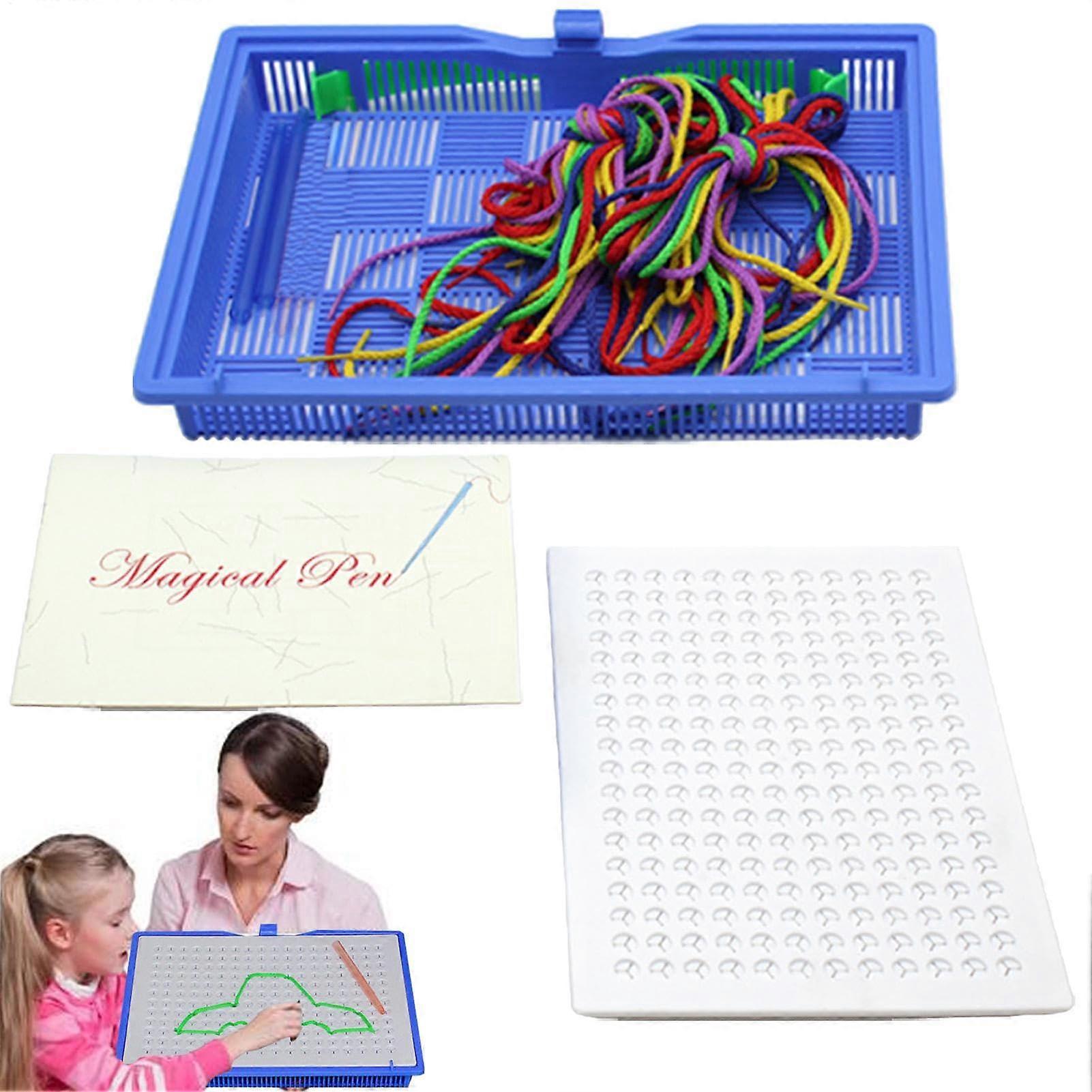 Thanksgiving Learning Web Stitching Board, Portable Colored Thread Art Board for Kids, Fun Crochet Board for Christmas and Mother's Day