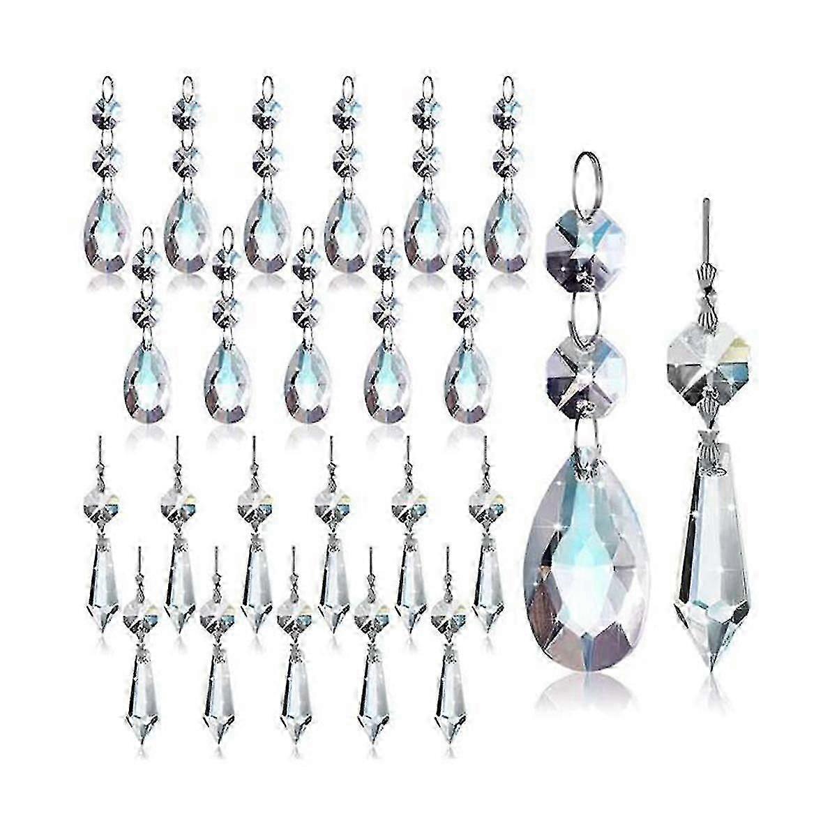 48 قطع الثريا كريستال موشور المعلقات مجموعة 38 مم واضح دمعة جليد الثريا بلورات أجزاء