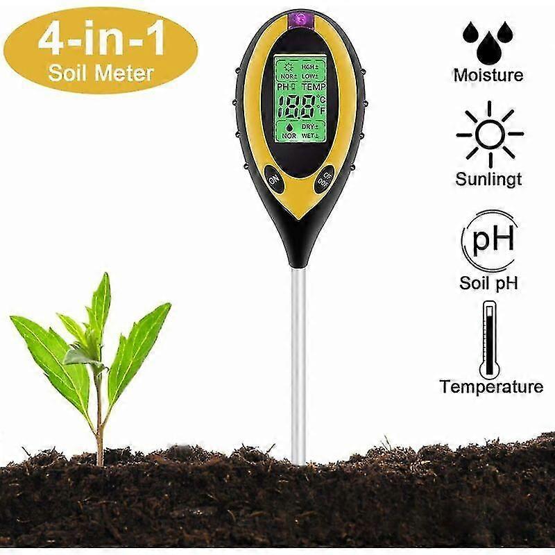 in 1 Soil Moisture Tester, Digital Soil Test Kit, pH, Temperature, Sunlight, Humidity, Acidity with Backlit LCD Display for Garden, Lawn, Agriculture,