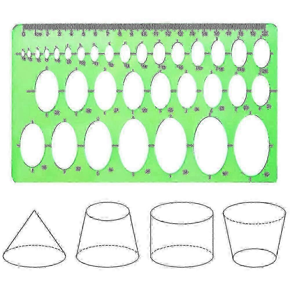 4-Piece Plastic Drawing Template Set - Circle & Oval Stencils for School/Office