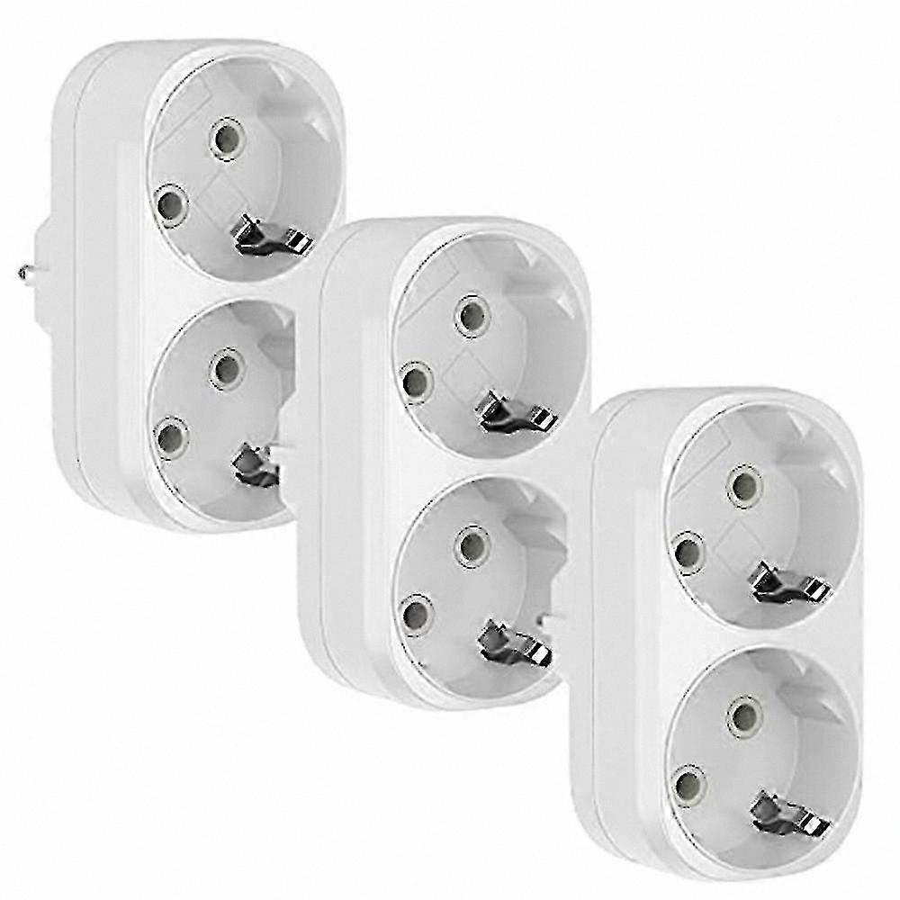 2-in-1 Triple Socket Adapter, 3-Pack EU Plug Converters, 16A/250V Max 3680W Power Output