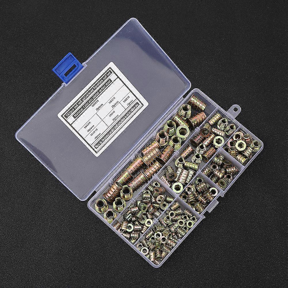 165Pcs Hex Thread Insert Nut Set M4-M8 Galvanized Carbon Steel