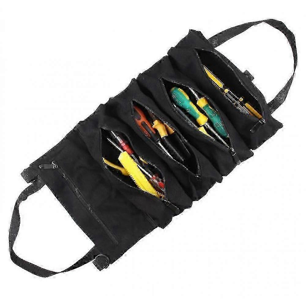Multi-purpose Tool Roll Up Bag, Canvas Tool Organizer Bucket(Black)