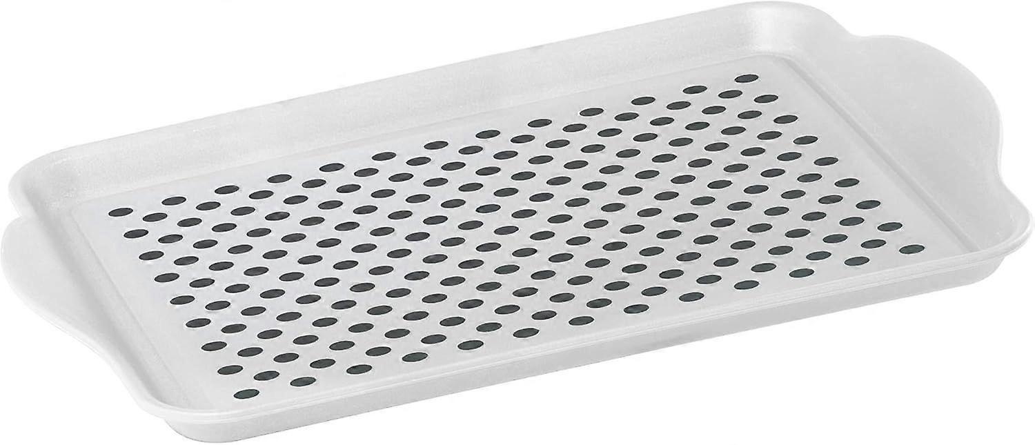 Anti Slip Serving Tray with Handles- White Rectangle Server - Ideal for Eating