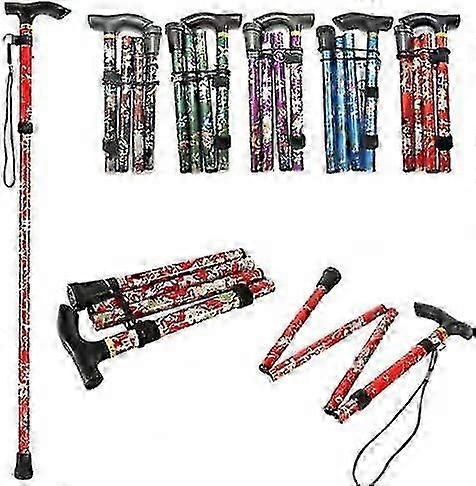 Folding Walking Stick Adjustable Aluminium Floral Walking Cane For ...
