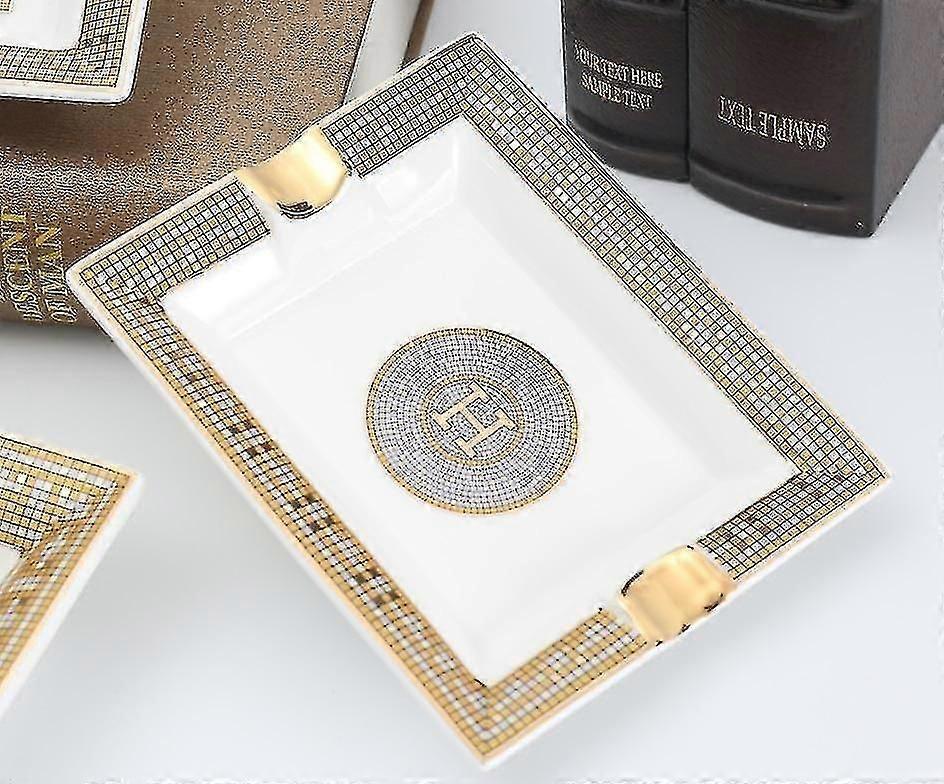 Porcelain Cigar Ashtray Classic Design Smoking Accessory Decorative Tray