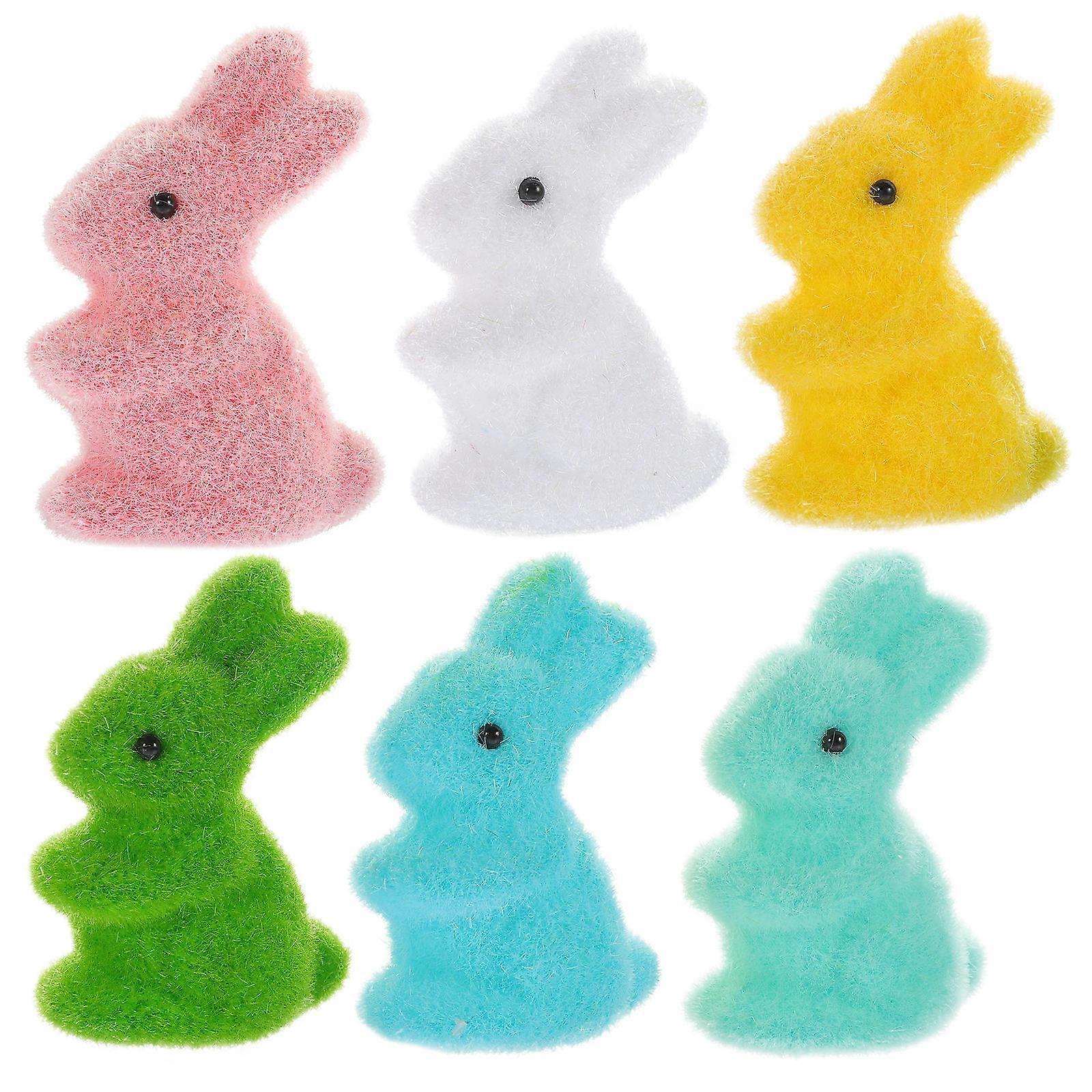 Rabbit Decorations Small Foam Bunny Figurines for Easter Party 6Pcs Set