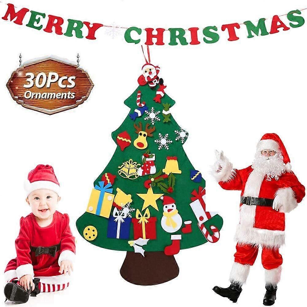 Felt Christmas tree, DIY wall mounted tree with LED light string
