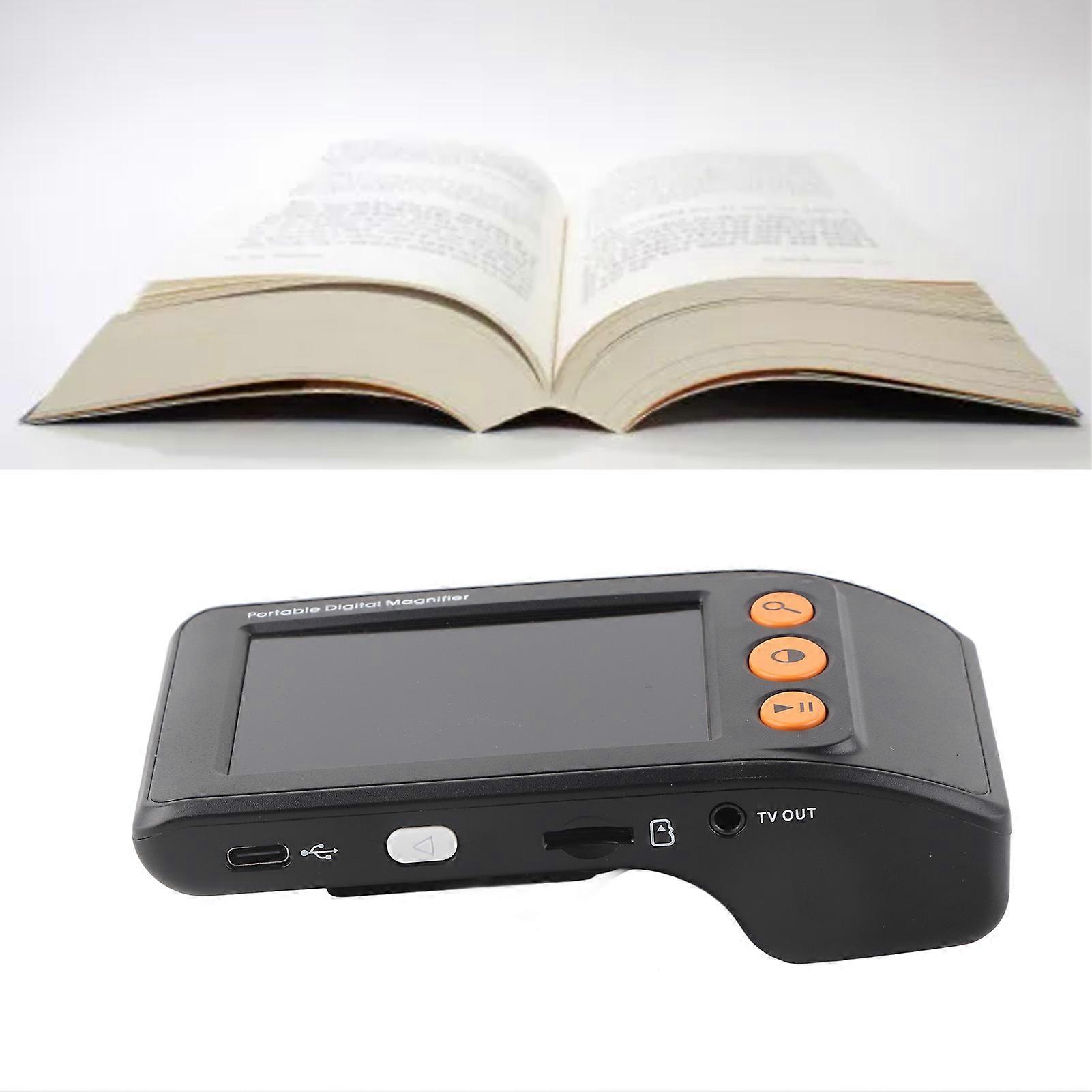 3.5in Portable Video Digital Magnifier 2X‑25X Zoom Electronic Reading Aid with 8 Color Modes for Low Vision Black 