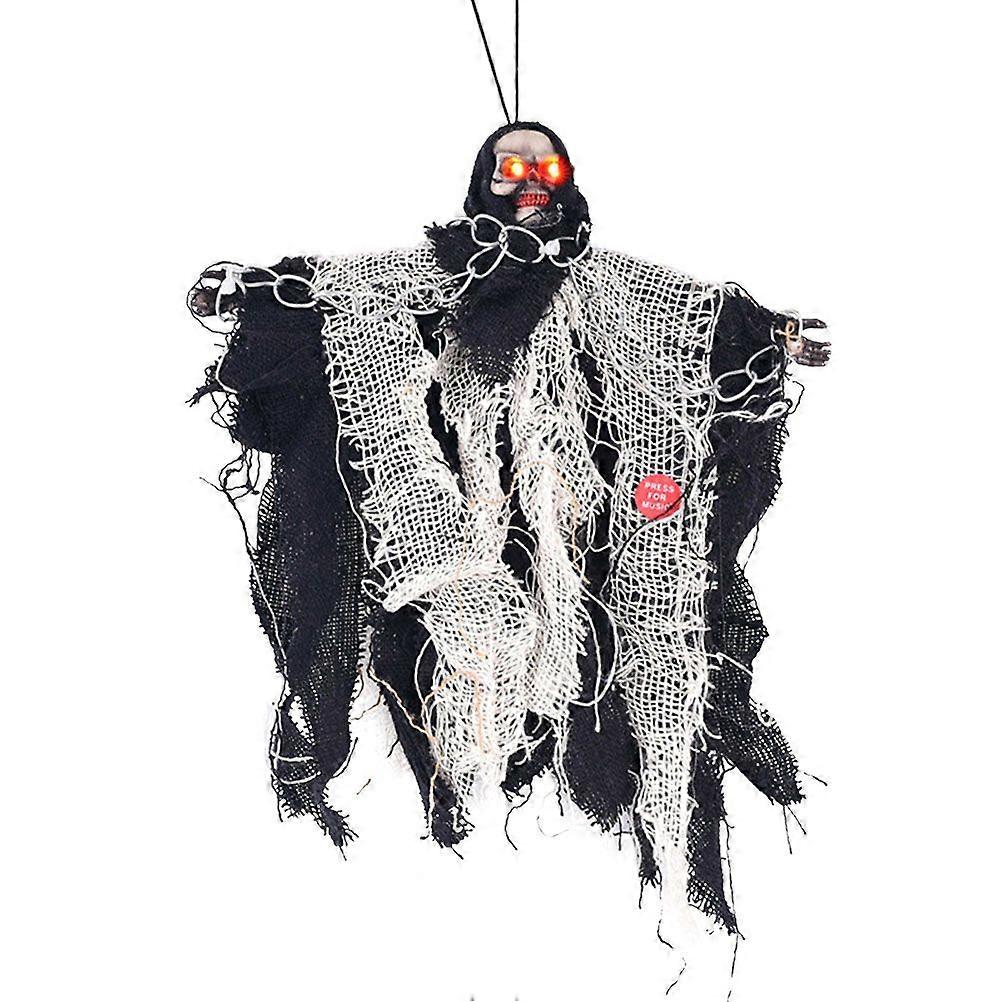 Halloween Flying Ghost Scary Creepy Hanging Sounding Floating Skeleton Ghost Animated Witch Halloween Haunted Shaking Ghost Props for Yard Bar Window