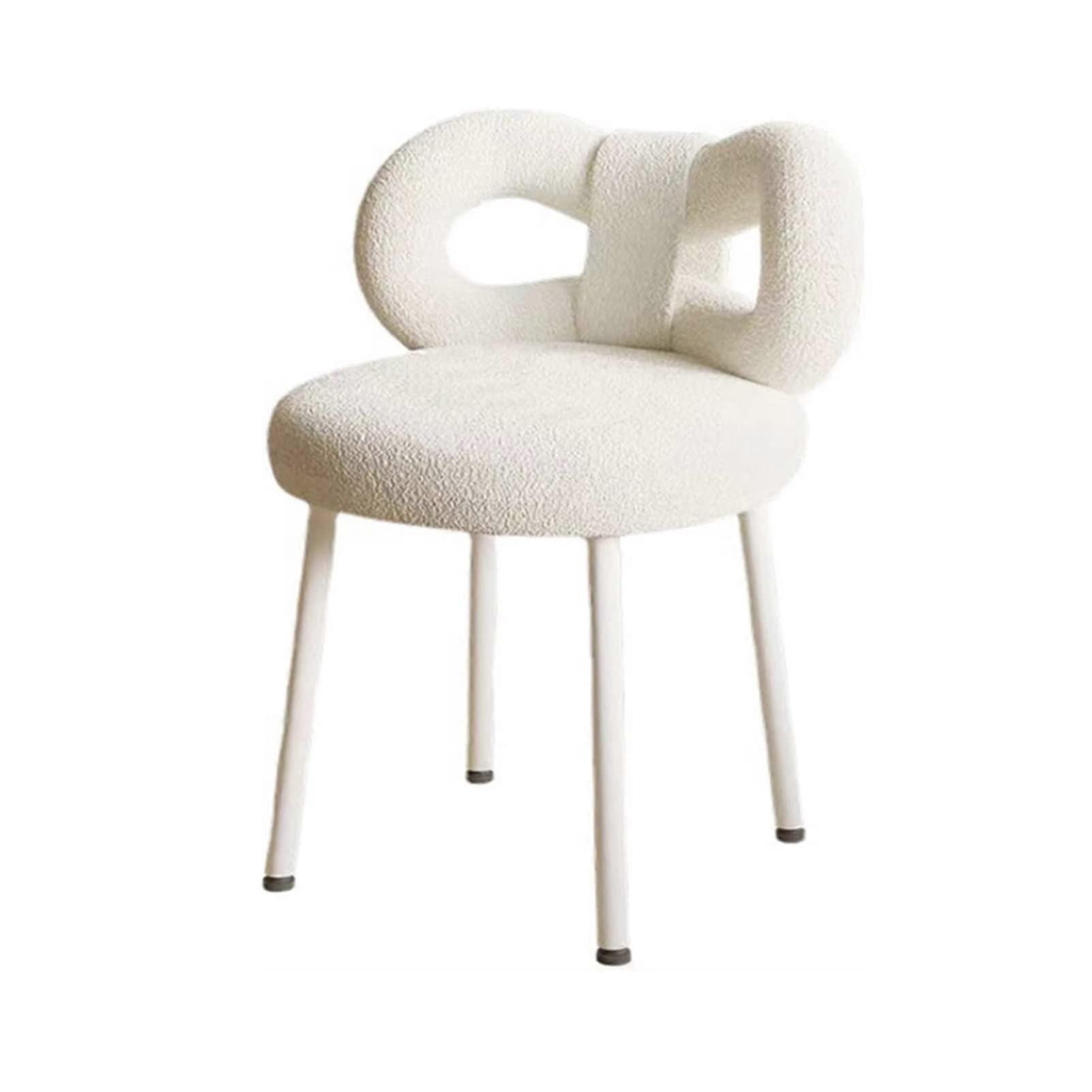Latex Vanity Chair With High Backrest Bowknot Footstool For Makeup Room And Dressing Table