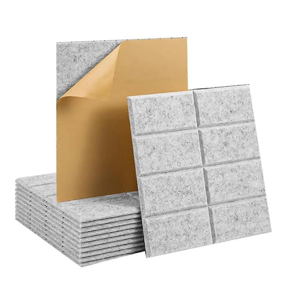 12 Pack Acoustic Panels Self-Adhesive,High Density Sound Proof Foam Panels for Walls, Door, Home Office Silver Gray