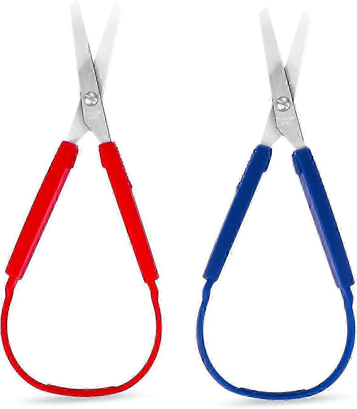 2Pcs Adaptive Loop Scissors for Children and Adults, Grip Scissors Ideal for Craft Projects, Paper Cutting, and Sewing Tasks