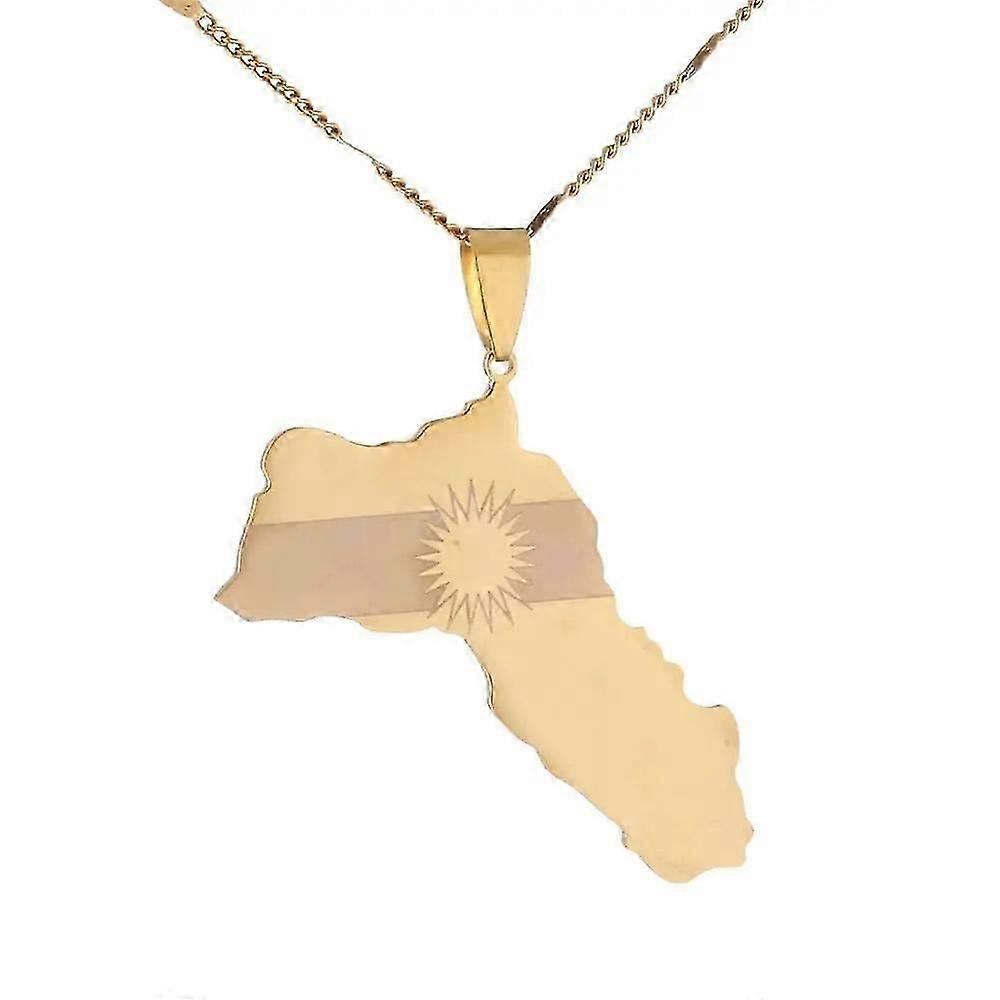 Collier pendentif drapeau kurde en acier inoxydable
