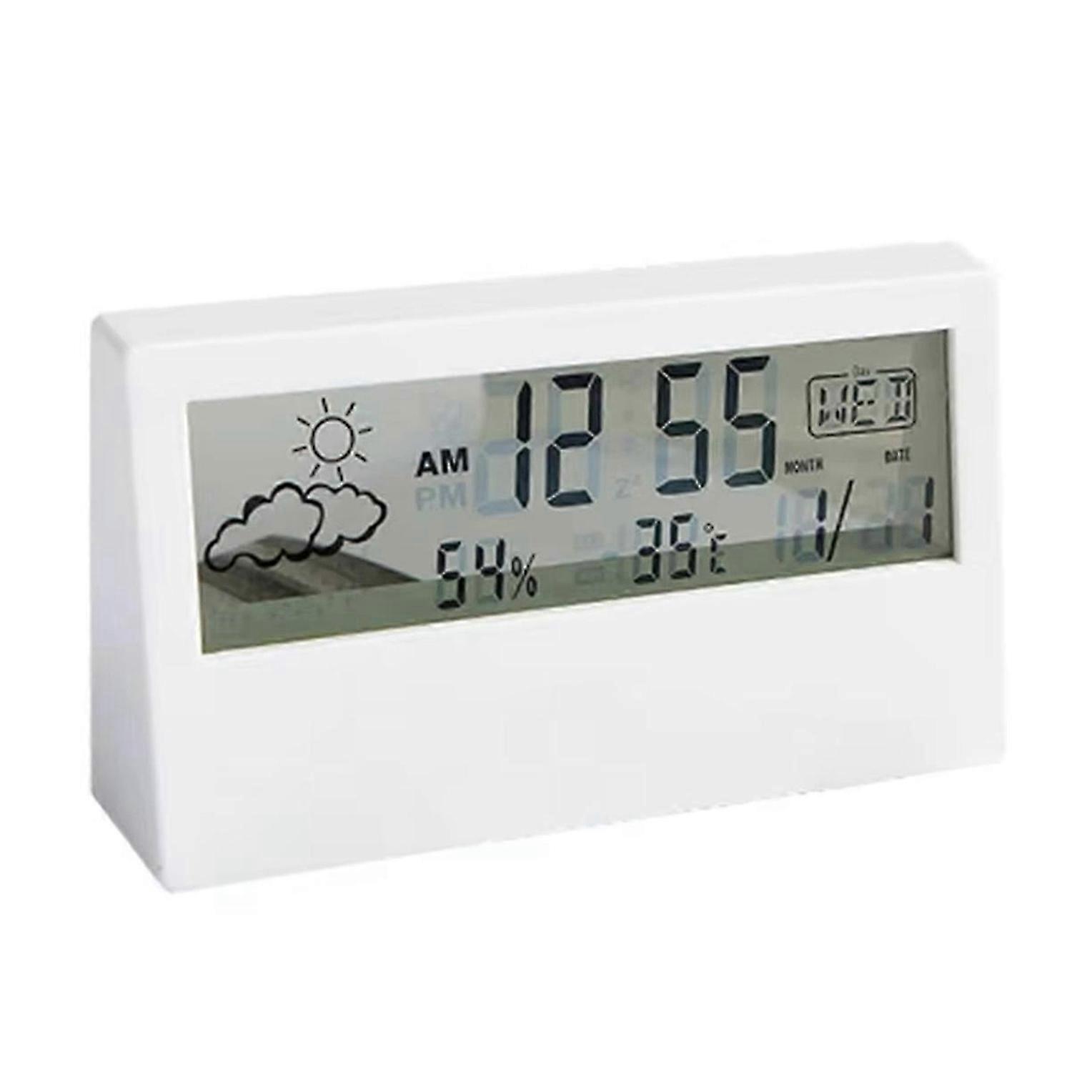 LED Thermometer -Hygrometer Multifunction Electronic Temperature Humidity Meter Weather Station with