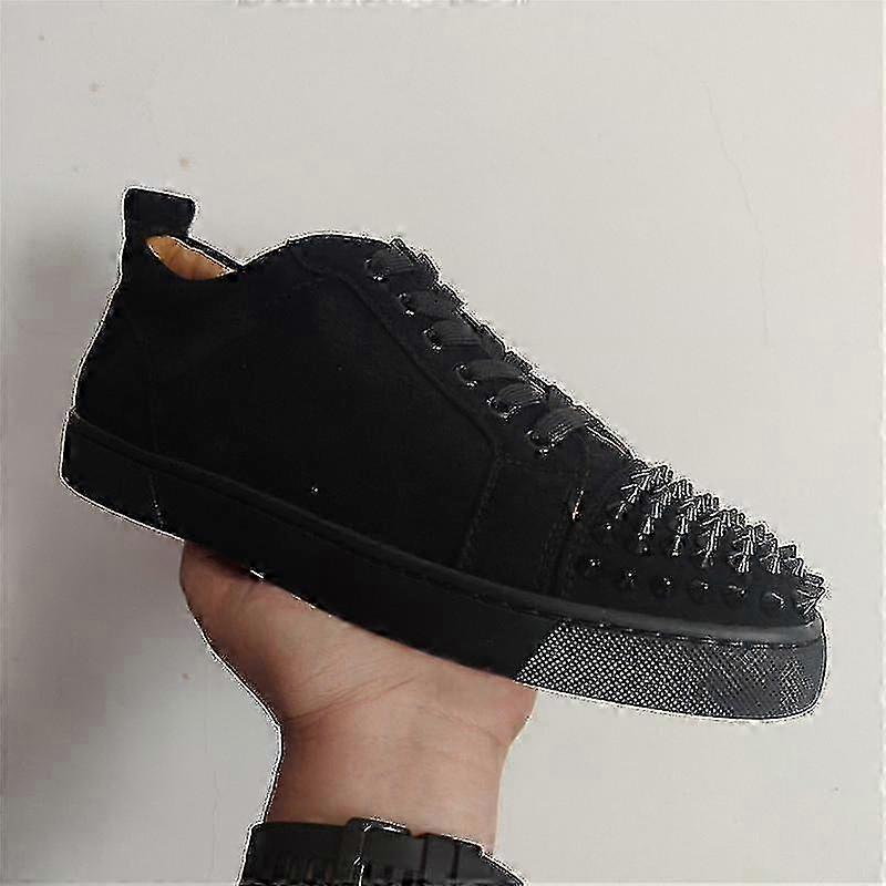 Red-soled casual shoes low-top flat pointed toe black suitable for multiple occasions